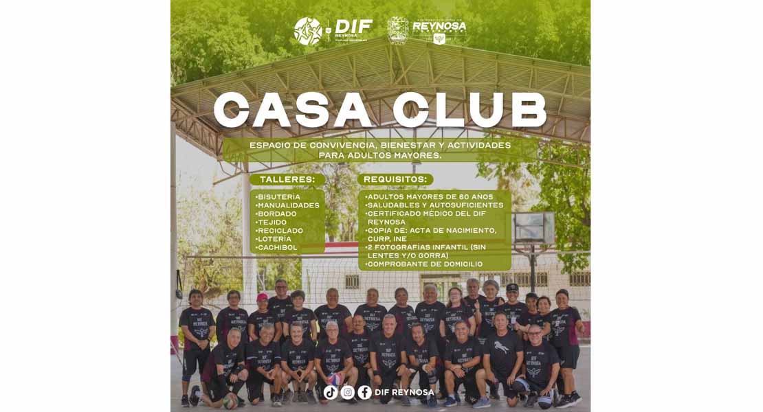Invita DIF-Reynosa a adultos mayores a integrarse a las Casas Club